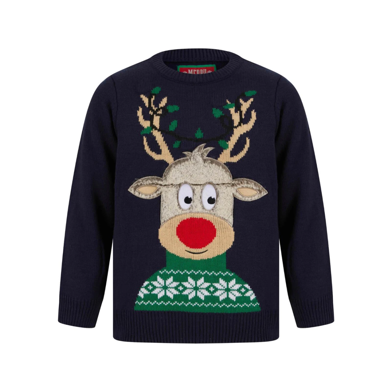 Kids LED Faux Fur Rudolph Christmas Jumper Light Up 5 Kids LED Faux Fur Rudolph Christmas Jumper Light Up - Image 3
