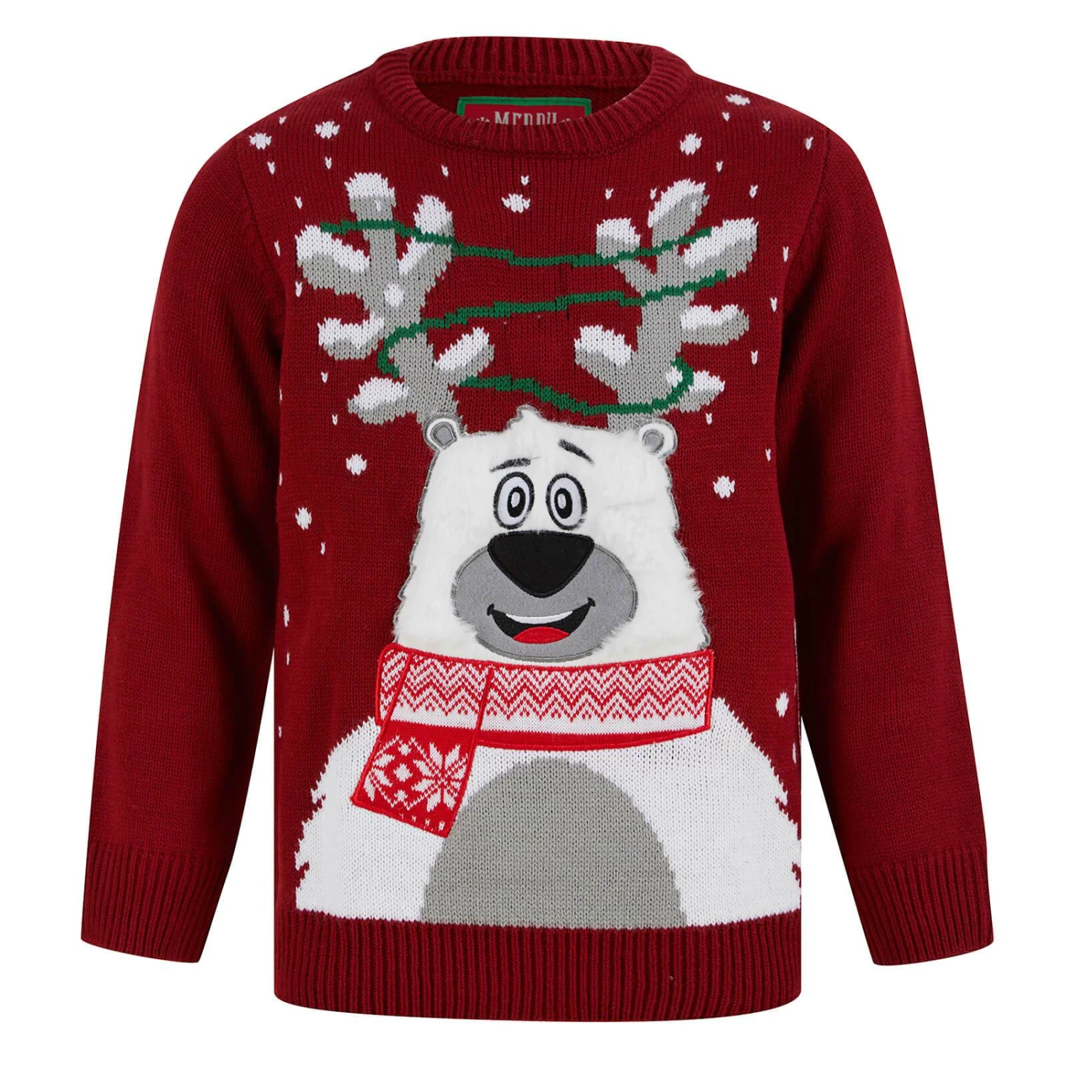 Kids LED Fluffy Polar Bear Christmas Jumper Light Up 3 Kids LED Fluffy Polar Bear Christmas Jumper Light Up