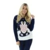 Womens Christmas Jumper Flashing Lights Penguin Pink Blue