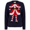 Womens Mrs Claus Christmas Jumper Navy Blue Xmas Sweater