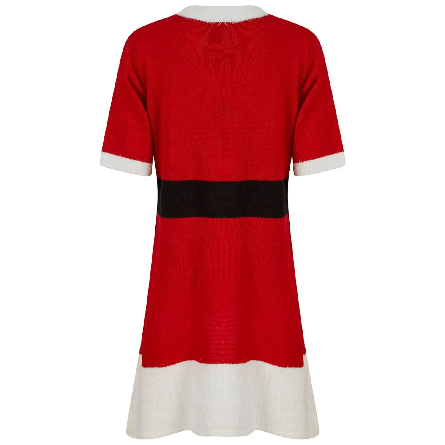 Womens Mrs Claus Santa Jumper Dress 3D Pom Pom Buttons 4 Womens Mrs Claus Santa Jumper Dress 3D Pom Pom Buttons - Image 2