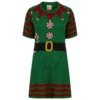 Womens Elf Jumper Dress Santas Little Helper With Gold Bells 2 Womens Elf Jumper Dress Santas Little Helper With Gold Bells -Halloween Supply Store SRG3M17495 1.opt