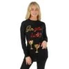 Womens Christmas Jumper Gingle Bells Cocktails Sequins -Halloween Supply Store VISMW05958 1 opt