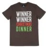 Mens Christmas T-Shirt Winner Dinner Fun Brown Xmas Top