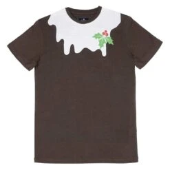 Mens Christmas T-Shirt Xmas Pudding Holly Fun Party Top
