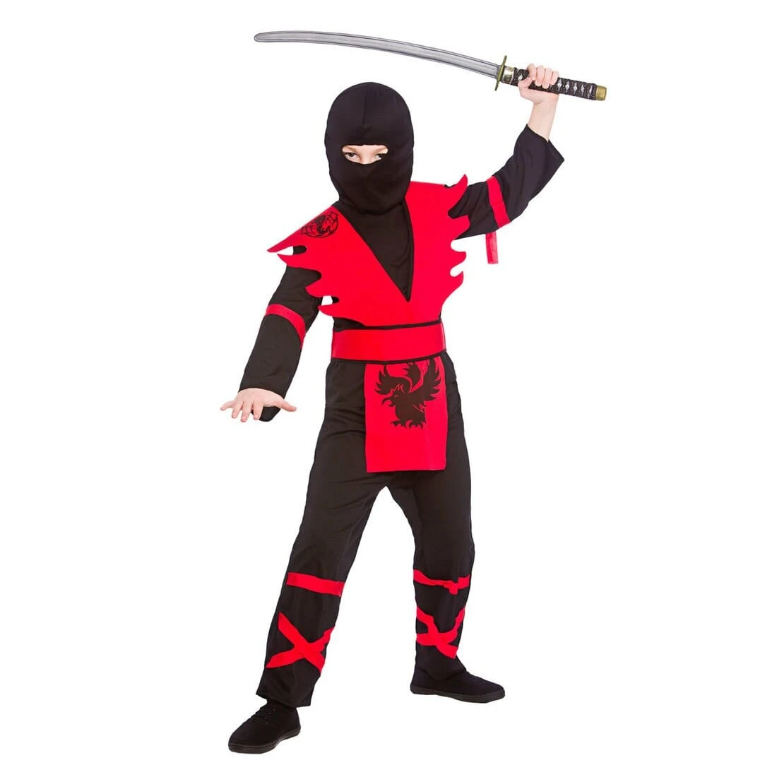 Boys Ninja Assassin Red Black Japanese Halloween Costume 3 Boys Ninja Assassin Red Black Japanese Halloween Costume