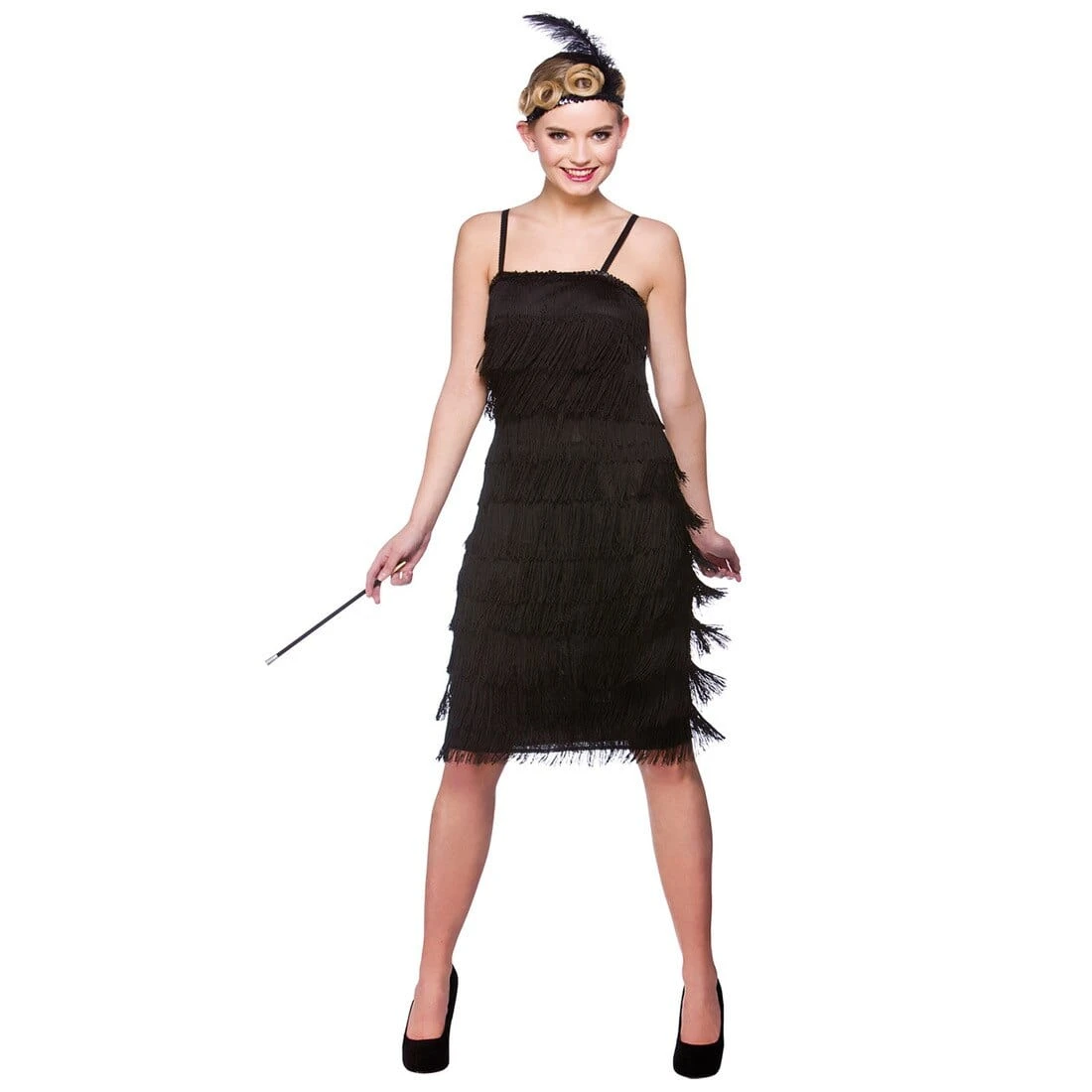 Womens Jazzy Flapper Black Fancy Dress Halloween Costume 3 Womens Jazzy Flapper Black Fancy Dress Halloween Costume