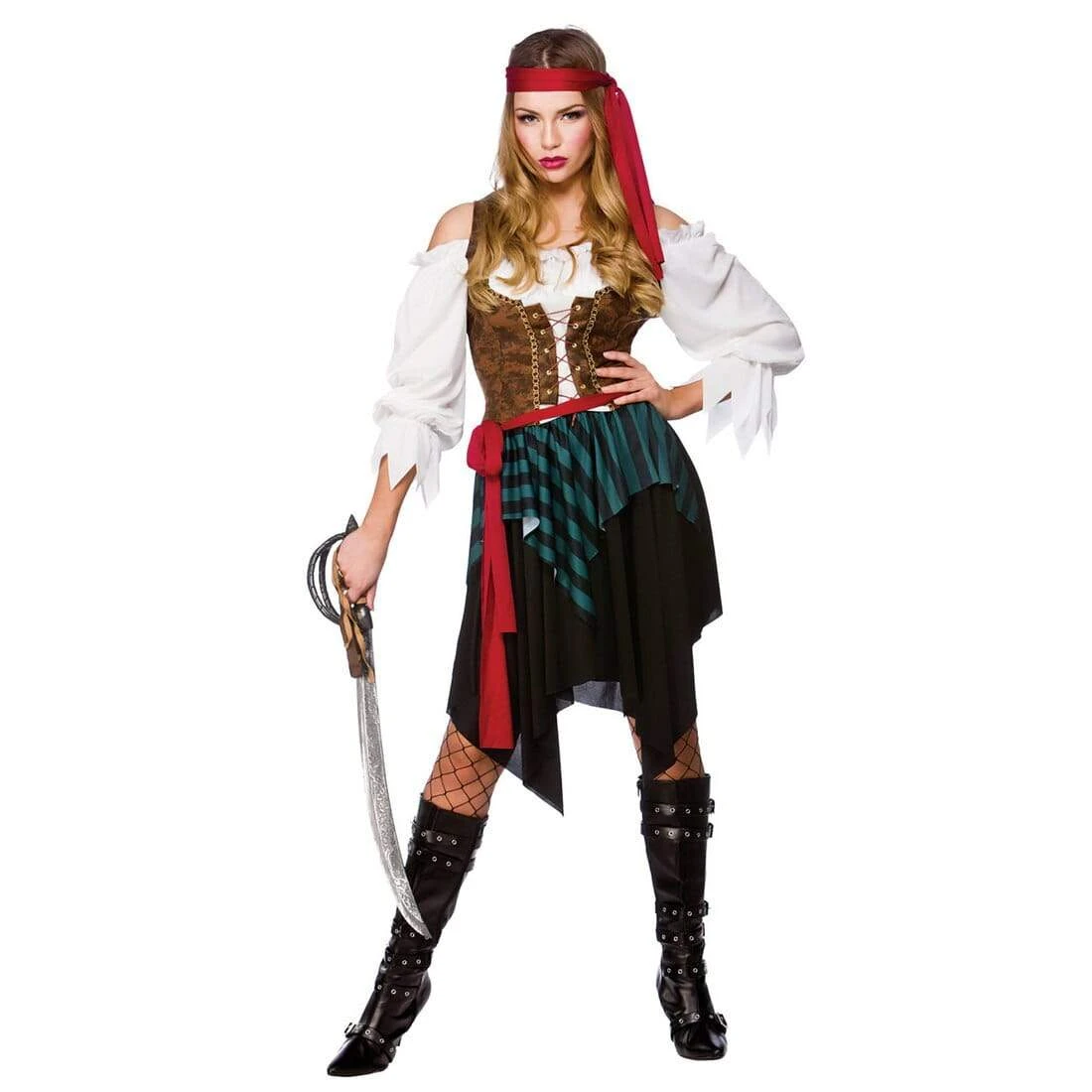 Womens Caribbean Pirate Budget Fancy Dress Halloween Costume 3 Womens Caribbean Pirate Budget Fancy Dress Halloween Costume