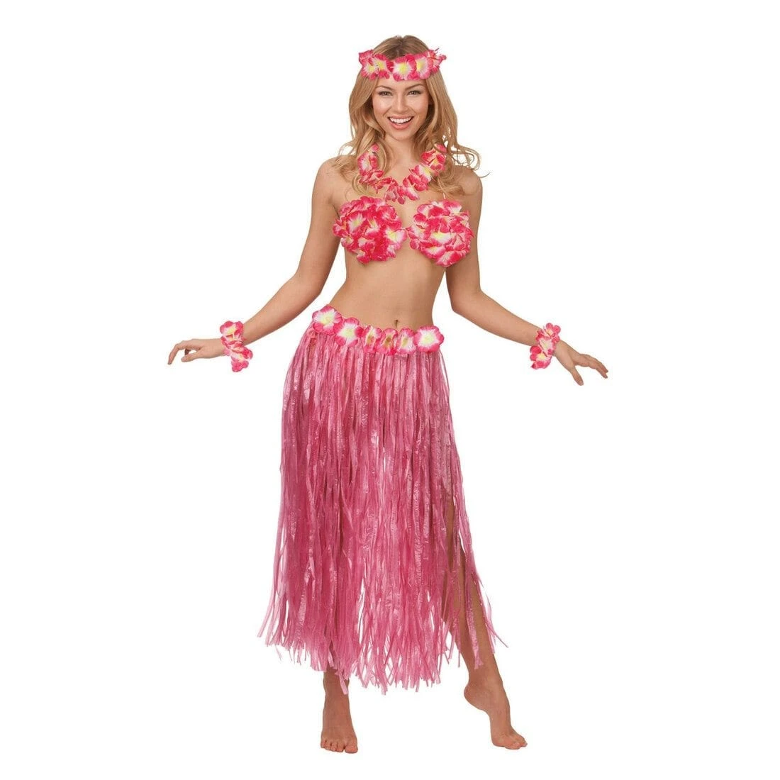 Womens Hawaiian Honey Hot Pink Fancy Dress Summer Costume 3 Womens Hawaiian Honey Hot Pink Fancy Dress Summer Costume
