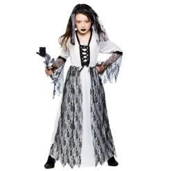 Girls Ghastly Ghost Bride Fancy Dress Halloween Costume