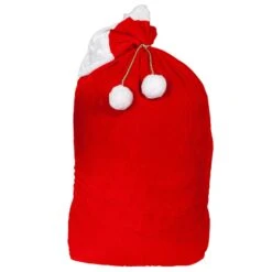 Santa Sack Deluxe Red Velvet Gift Bag White Pom Poms