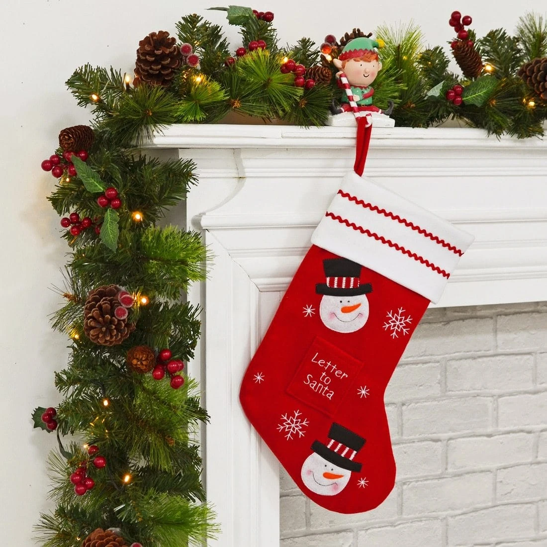 43cm Red Fleece Letter To Santa Snowman Christmas Stocking 3 43cm Red Fleece Letter To Santa Snowman Christmas Stocking