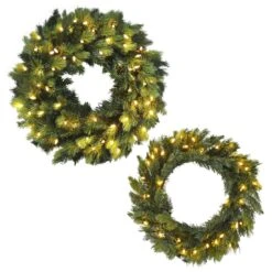 Christmas Wreath Pre-Lit Luxury Artificial Green Pine Tips -Halloween Supply Store XS4351 Master 1600 1 18109.1544696437.1100.1100