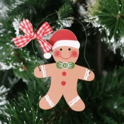 Set Of 6 Gingerbread Man Xmas Tree Decorations Wooden Boxed 8 Set Of 6 Gingerbread Man Xmas Tree Decorations Wooden Boxed -Halloween Supply Store XS4521