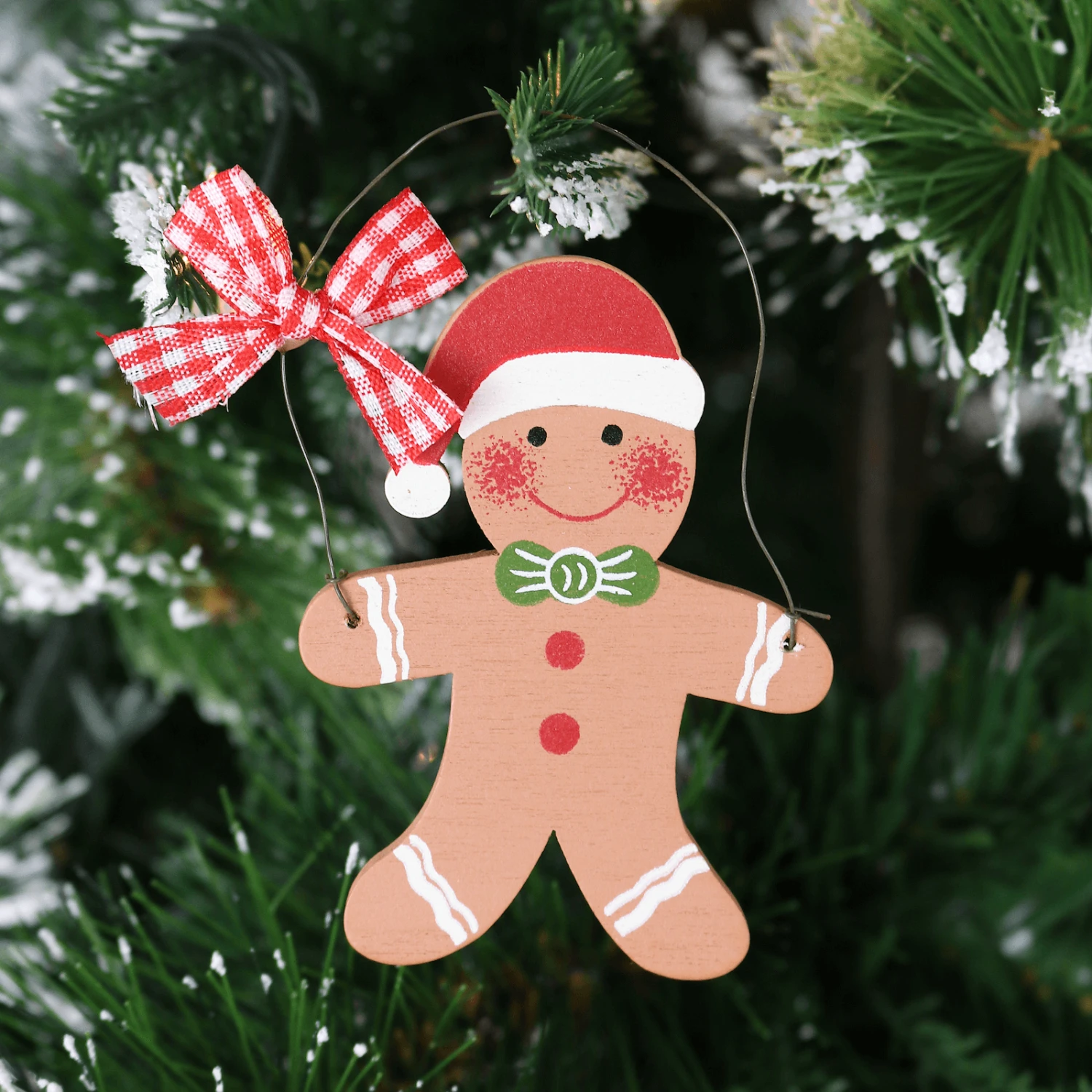 Set Of 6 Gingerbread Man Xmas Tree Decorations Wooden Boxed 5 Set Of 6 Gingerbread Man Xmas Tree Decorations Wooden Boxed - Image 3
