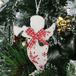 Set Of 6 Angel Christmas Tree Decorations Wooden Boxed 8 Set Of 6 Angel Christmas Tree Decorations Wooden Boxed -Halloween Supply Store XS4524 2