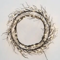 16" Twig Wreath Black Frosted Pre-Lit Xmas Decoration