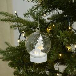 Light Up Christmas Bauble White Reindeer Forest In Snow