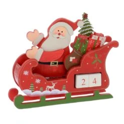 Santa Sleigh Wooden Christmas Calendar With Number Blocks
