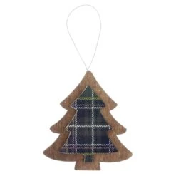 Set Of 6 Tartan Wooden Hanging Christmas Tree Decorations -Halloween Supply Store XS5264 1600 3 17859.1508510441.1100.1100