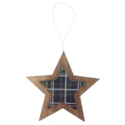 Set Of 6 Tartan Wooden Hanging Christmas Tree Decorations -Halloween Supply Store XS5264 1600 4 05466.1508510441.1100.1100