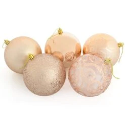 5 X 10cm Christmas Tree Baubles Swirl Matte Glitter Mirrored
