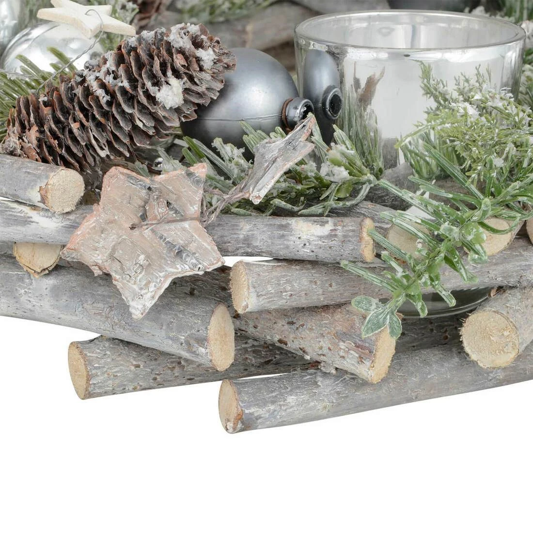 Wooden Wreath Tealight Candle Holder Christmas Decoration 30cm 5 Wooden Wreath Tealight Candle Holder Christmas Decoration 30cm - Image 3