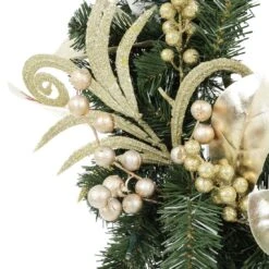 Christmas Wreath Pre-Lit Silver Gold Leaf Berries 60cm (2ft) -Halloween Supply Store XS5819 1600 3 55815.1539338058.1100.1100