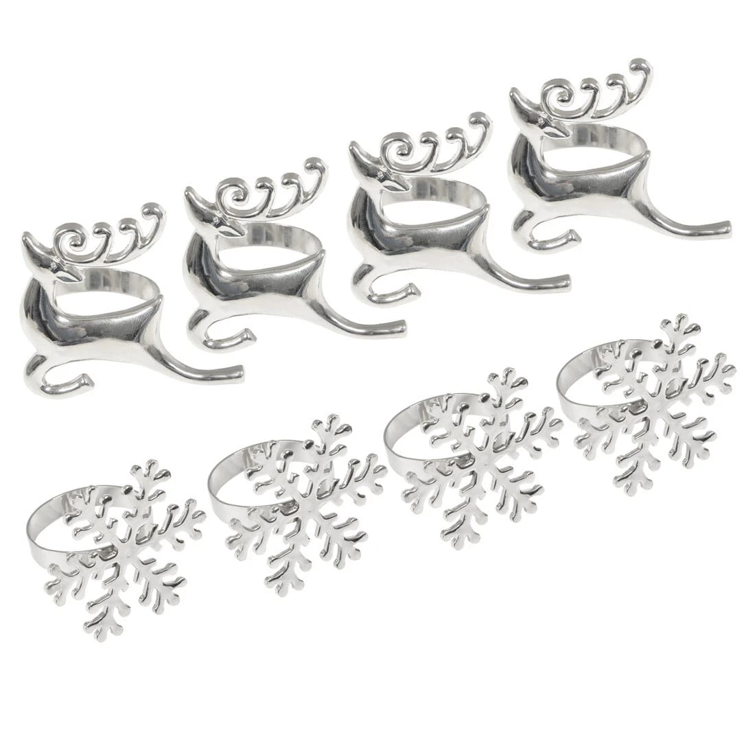 Set Of 4 Christmas Napkin Rings Silver Metal Table Decoration 3 Set Of 4 Christmas Napkin Rings Silver Metal Table Decoration