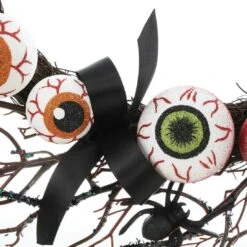 15" Glittery Eyeballs Halloween Wreath Hanging Decoration -Halloween Supply Store XS5953 1600 3 06882.1533733294.1100.1100