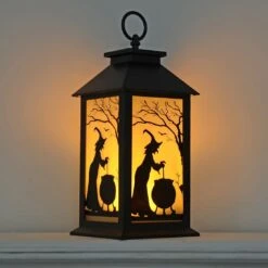 Cackle & Co Black Halloween Design Lantern With Lights -Halloween Supply Store XS6361 1600 1 97114.1564660685.1100.1100