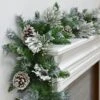 6ft Artificial Snow Flocked Xmas Garland With Pine Cones -Halloween Supply Store XS6418 LS 1 opt