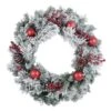 Snow Flocked Christmas Wreath With Red Berries Baubles 60cm