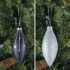 6pk Glass Drop Christmas Tree Baubles With Glitter 13 6pk Glass Drop Christmas Tree Baubles With Glitter -Halloween Supply Store XS6461 lifestyle 61803.1569842144.1100.1100