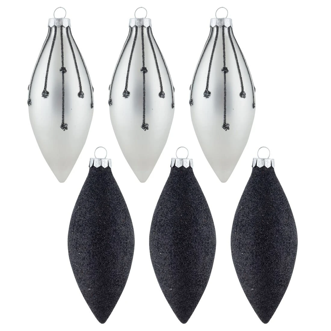 6pk Glass Drop Christmas Tree Baubles With Glitter 7 6pk Glass Drop Christmas Tree Baubles With Glitter - Image 5