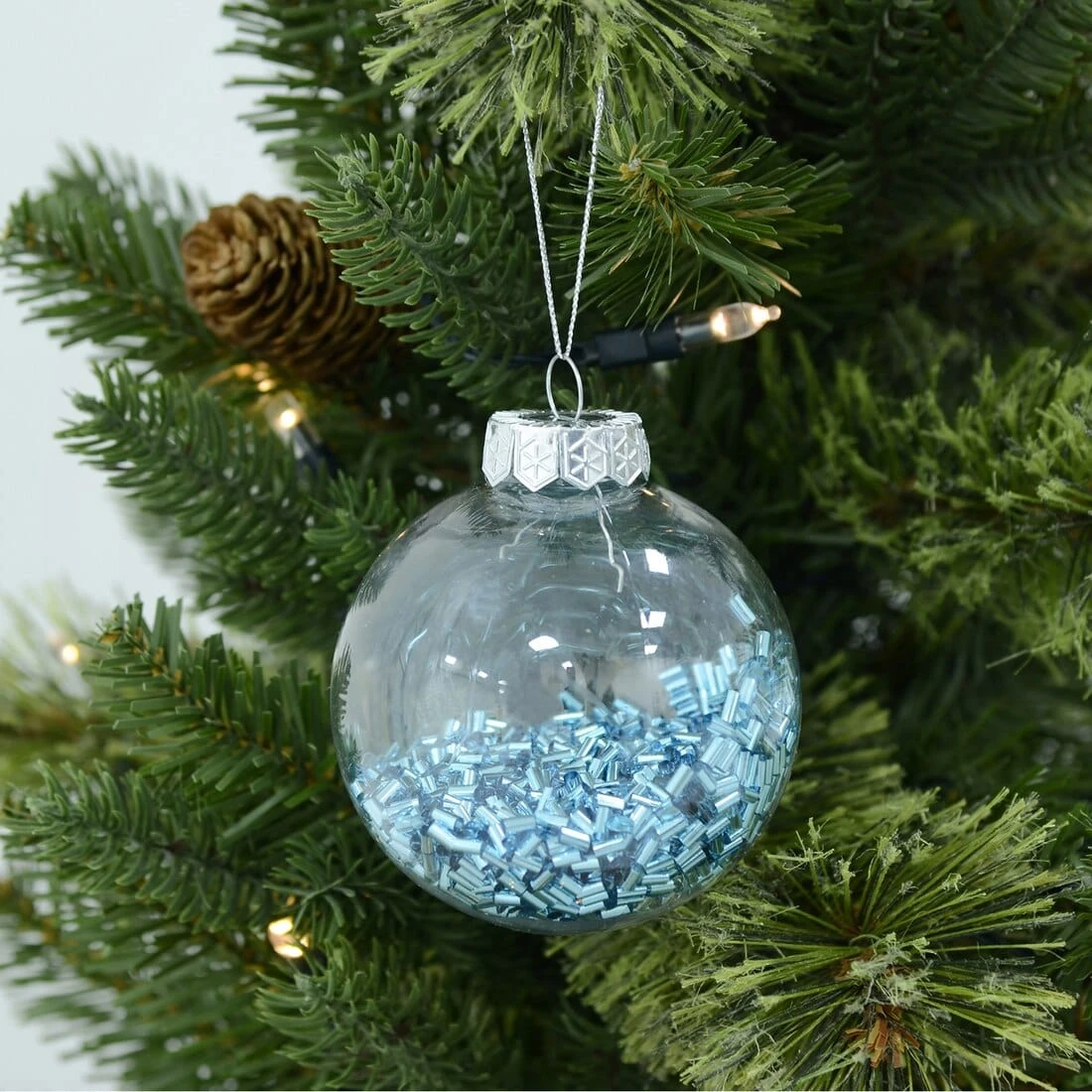 9pk Metallic Foil Filled Shaker Christmas Tree Baubles 8cm 4 9pk Metallic Foil Filled Shaker Christmas Tree Baubles 8cm - Image 2