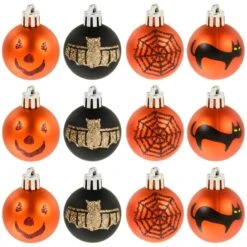 12pk Mini Halloween Decorative Baubles 4cm -Halloween Supply Store XS6473 1 opt