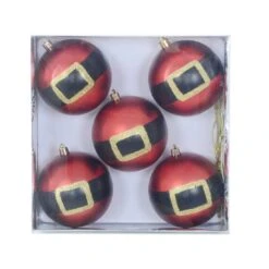 5pk Large Novelty Santa Belt Christmas Tree Baubles 10cm -Halloween Supply Store XS6480 1600 3 71213.1569323959.1100.1100