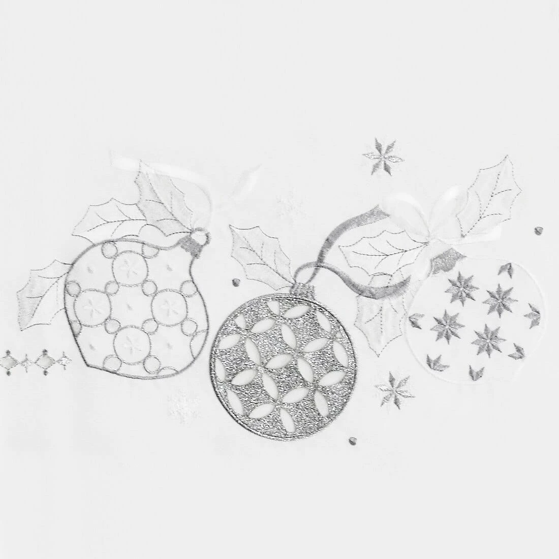 Christmas Baubles Tablecloths Napkins Fabric White Red 8 Christmas Baubles Tablecloths Napkins Fabric White Red - Image 6