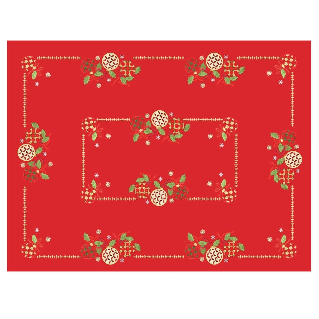 Christmas Baubles Tablecloths Napkins Fabric White Red 10 Christmas Baubles Tablecloths Napkins Fabric White Red - Image 8