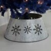 Metal Tin Silver Christmas Tree Skirt Light Up Snowflake -Halloween Supply Store XS7115 LS 1 opt