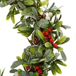6ft Light Up Christmas Garland Mistletoe Berries Pine Cones -Halloween Supply Store XS7142 1600 2 opt