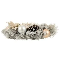 50cm Grey Snowy Wreath With Gold/Silver Decorations -Halloween Supply Store XS7171 2.opt