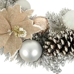 50cm Grey Snowy Wreath With Gold/Silver Decorations -Halloween Supply Store XS7171 3.opt