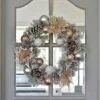 50cm Grey Snowy Wreath With Gold/Silver Decorations -Halloween Supply Store XS7171 LS1.opt