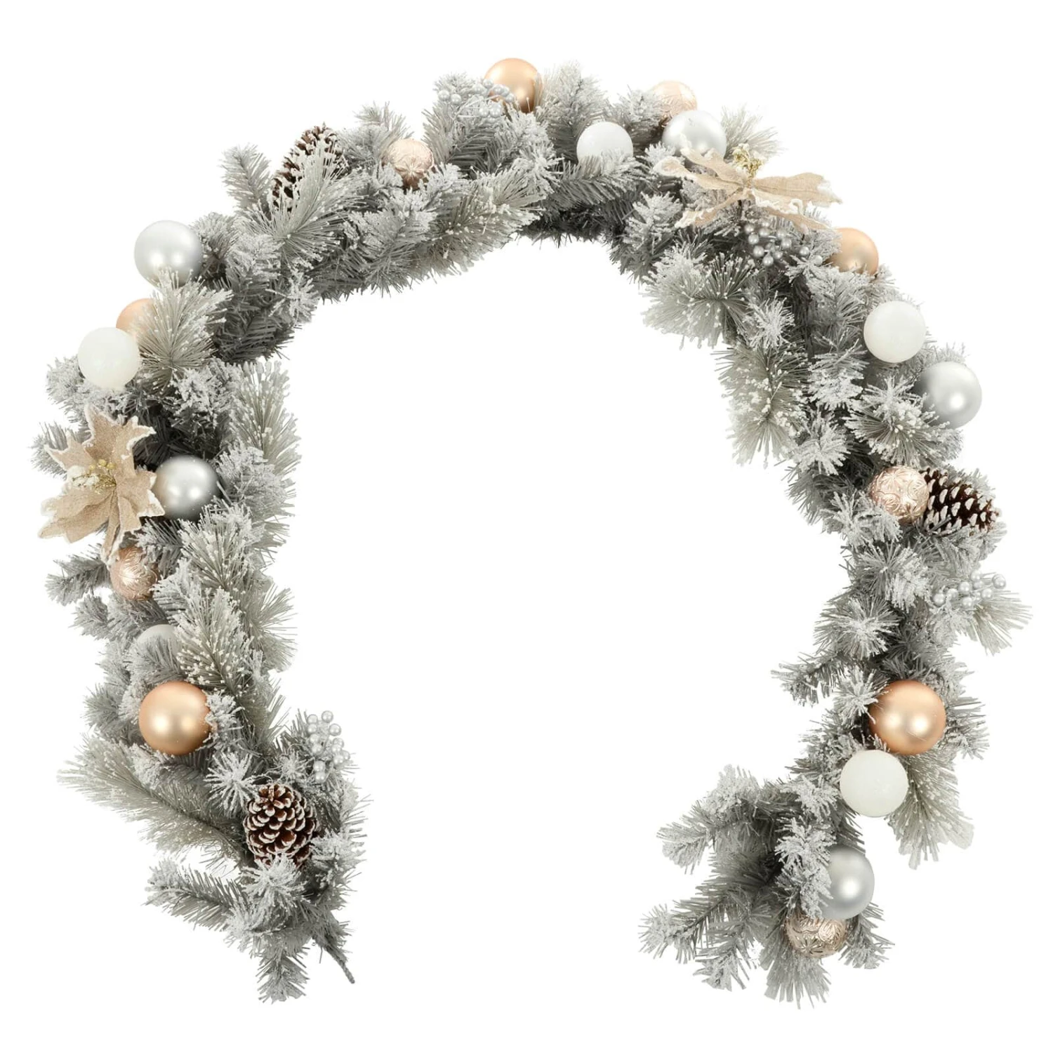 180cm Snowy Garland Grey With Gold/Silver Decorations 4 180cm Snowy Garland Grey With Gold/Silver Decorations - Image 2