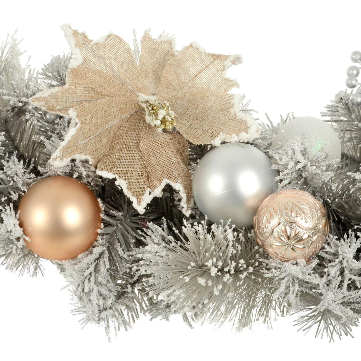 180cm Snowy Garland Grey With Gold/Silver Decorations 5 180cm Snowy Garland Grey With Gold/Silver Decorations - Image 3