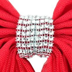 Christmas Door Bow Decoration Diamante Tie Red Silver -Halloween Supply Store XS7224 2 opt