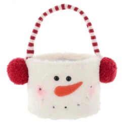 Fabric Christmas Treats Bucket Fleece Snowman Santa 26cm 10 Fabric Christmas Treats Bucket Fleece Snowman Santa 26cm -Halloween Supply Store XS7236 1 opt