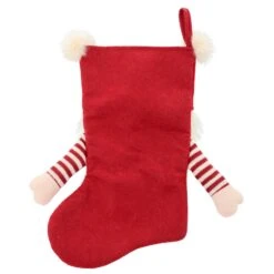 54cm Gonk Christmas Stocking Arms Beard Pom Poms Grey Red -Halloween Supply Store XS7246 2 opt